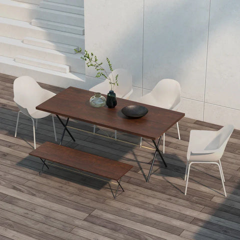Rootz Set of 4 Garden Chairs - Outdoor Chairs - Garden Dining Chair - Modern Design - Gray - 59 cm x 55 cm x 84 cm