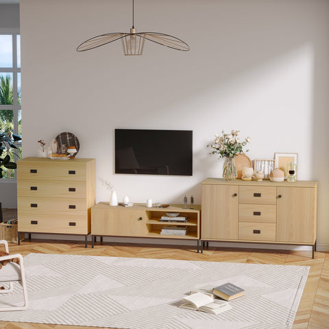 Rootz TV Stand - Entertainment Center - Modern Media Unit - Sliding Door - 3 Compartments - 2 Cable Outlets - 120L x 39.5W x 46H cm