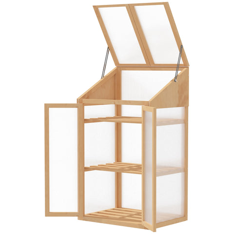 Rootz Mini Greenhouse - Compact Plant Shelter - Seed Starter - Wooden Frame - Optimal Light & Heat - 70L x 50W x 120H cm