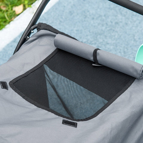 Rootz Folding Pop Up Dog Stroller - Pet Buggy - Dog Cart - Hinged Canopy - Large Rubber Tires - Integrated Dog Leash - 111cm x 70cm x 97.5cm - Oxford Polyester & Steel - Grey/Black
