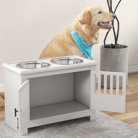 Rootz Elevated Dog Bowl Set - Raised Pet Feeder - Adjustable Height - Stainless Steel Bowls - Large Dogs - 60cm x 30cm x 43cm
