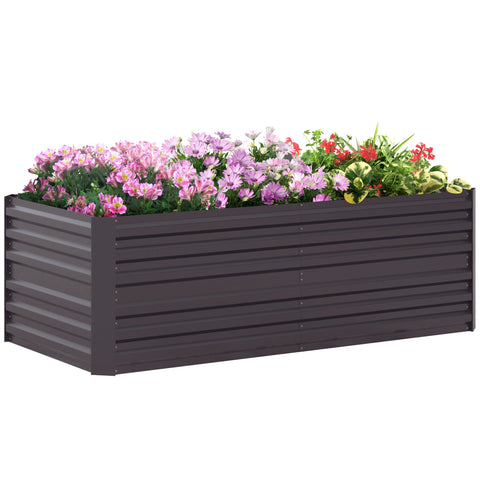 Rootz Raised Plant Pot - Flower Bed - Garden Box - Ample Space - Steel Frame - 180cm x 90cm x 59cm - Grey