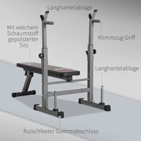 Rootz Weight Bench - Barbell Bench - Upper Body Fitness - Adjustable Dumbbell Stand - Padded Bench - Foldable - 140cm x 73cm x 98-122cm