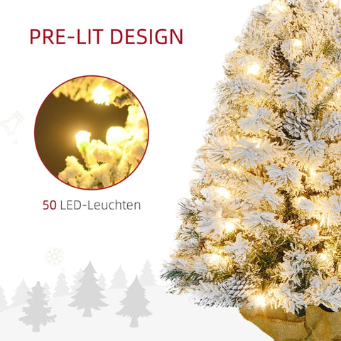 Rootz LED Christmas Tree - Artificial Xmas Tree - Warm White LED Lights - Decorative Pine Cones - Flame-Retardant Branches - 47cm x 90cm