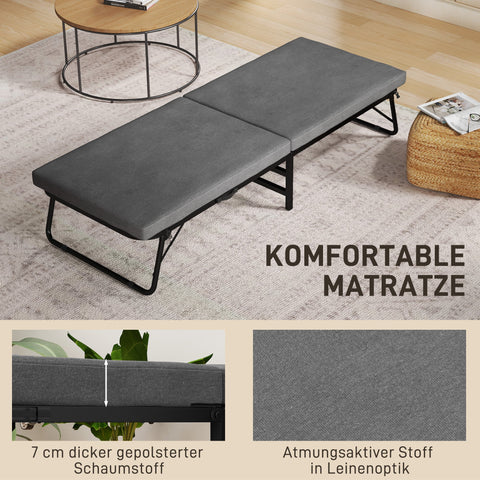 Rootz Folding Bed - Guest Bed - Adjustable Sleeper - Comfort Mattress - 190x70cm - 4 Wheels for Easy Mobility