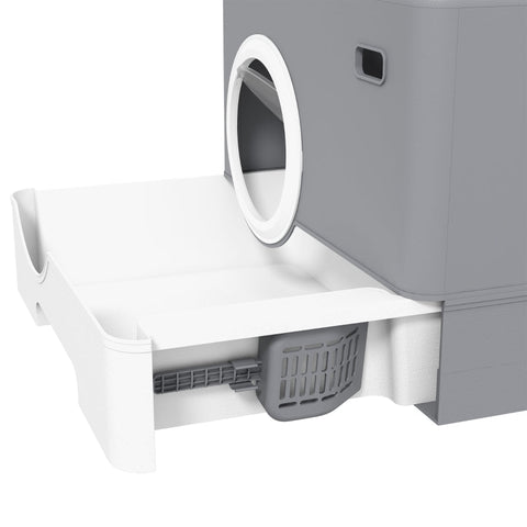 Rootz Cat Litter Tray - Cat Litter Box - Enclosed Litter Box - Easy Cleaning - Enhanced Privacy - 52cm x 41cm x 38.5cm - Gray