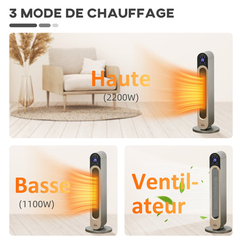 Rootz Swivel Fan Heater - Mini Ceramic Radiator - Additional Heater - Energy Efficient - Ø 25 x 73.5H cm