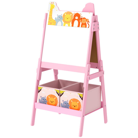 Rootz 2-in-1 Kids Painting Easel - Whiteboard - Chalkboard - Creative Fun - 49cm x 53.5cm x 113cm - Pink