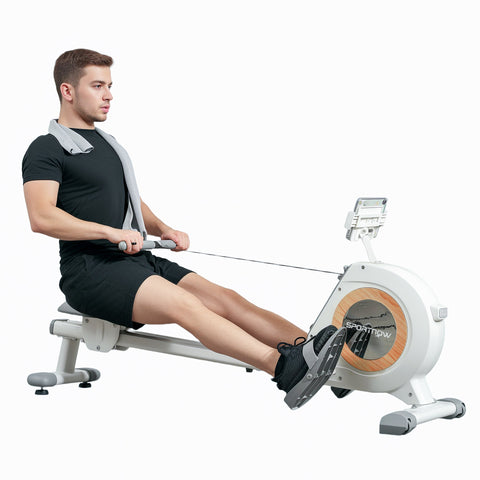 Rootz Rowing Machine - Home Trainer - Exercise Equipment - 16 Magnetic Levels - 150kg Capacity - 150cm x 45cm x 64cm