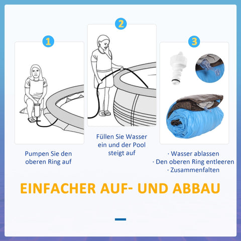 Rootz Inflatable Pool - Family Pool - Quick Setup Pool - Durable 1000D PVC - Spacious Design - Easy Maintenance - Ø300 x 76H cm