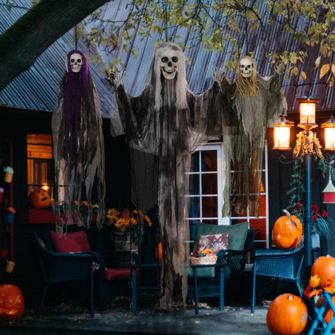Rootz Halloween Skeleton Ghosts - Haunted House Decor - Scary Hanging Ghosts - High Quality Materials - 40cm x 10cm x 110cm, 30cm x 10cm x 90cm, 60cm x 17cm x 200cm