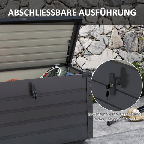 Rootz Outdoor Storage Box - Garden Box - Cushion Box - Weather Resistant - 4 Wheels - 100cm x 62cm x 65cm - Dark Gray