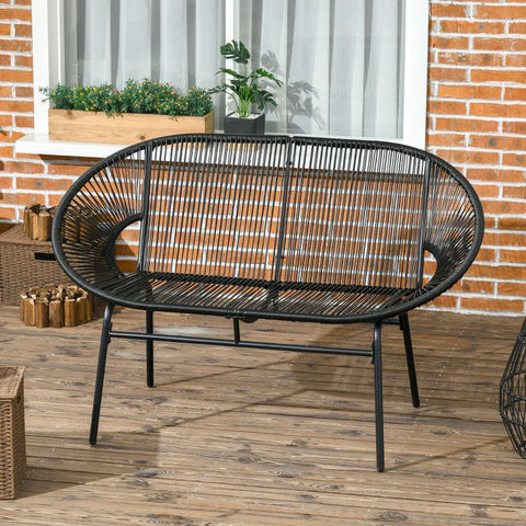 Rootz Rattan Chair - Garden Chair - Boho Style - Relax Chair - PE Rattan - Black - 132cm x 72cm x 83cm