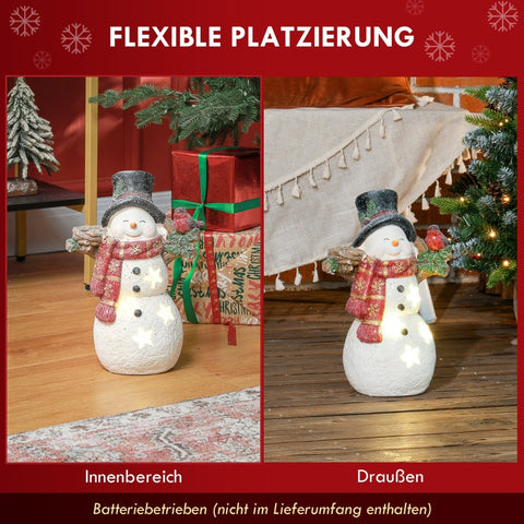 Rootz Snowman Christmas Decoration - LED Snowman Figure - Battery Operated - 38cm Tall - Festive Decor - 25cm x 15.5cm x 38cm