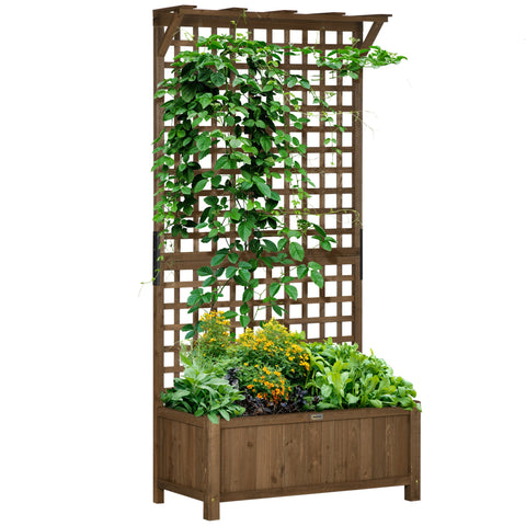 Rootz Raised Bed with Trellis - Plant Box - Flower Bed - Weatherproof Wood - 90 x 45 x 183 cm - Optimal Garden Protection