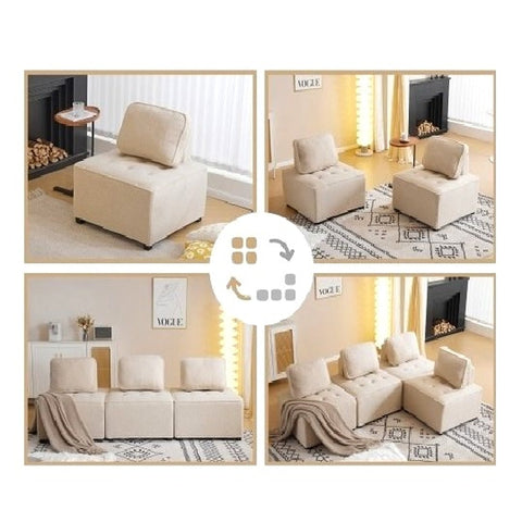 Rootz Modular Living Room Sofa - Sectional Couch - Comfy Seating - Breathable Teddy Velvet - 76cm x 73cm x 76cm