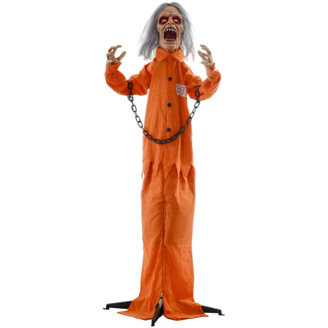Rootz Animated Halloween Decoration - Spooky Prisoner Ghost - Interactive Scary Figurine - Glowing Eyes - Creepy Howls - 50cm x 15cm x 85cm
