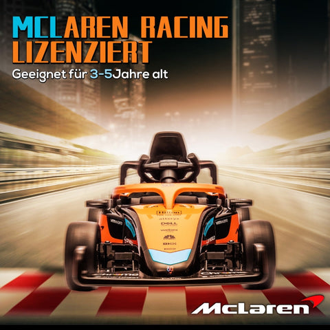 Rootz McLaren Licensed Electric Car for Kids - Formula 1 Car - Dual Motors - Aerodynamic Design - Horn, USB, Music - Remote Control - 115cm x 67cm x 50cm