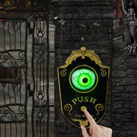 Rootz Halloween Decoration Zimbab Bell - Electric Doorbell - Glowing Eye - Spooky Atmosphere - 11cm x 5cm x 18cm