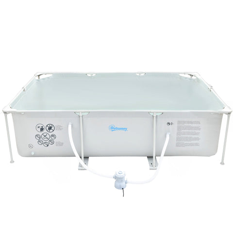 Rootz Rectangular Steel Above Ground Pool - Swimming Pool - Backyard Pool - Corrosion-Resistant - 292L x 190W x 75H cm
