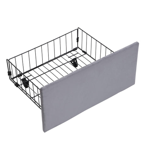 Rootz Upholstered Bed - Velvet Bed - Storage Bed - Hydraulic Storage & 3 Drawers - 210L x 141W x 102H cm - Grey
