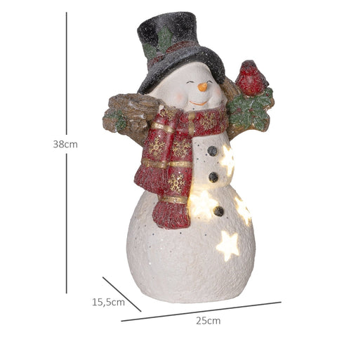Rootz Snowman Christmas Decoration - LED Snowman Figure - Battery Operated - 38cm Tall - Festive Decor - 25cm x 15.5cm x 38cm