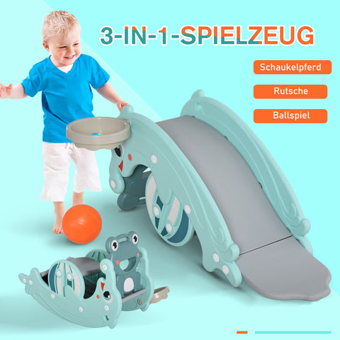 Rootz 3-in-1 Children's Toy - Rocking Horse - Slide - Basketball Hoop - Boosts Sports Skills - HDPE - 72cm x 34cm x 47cm