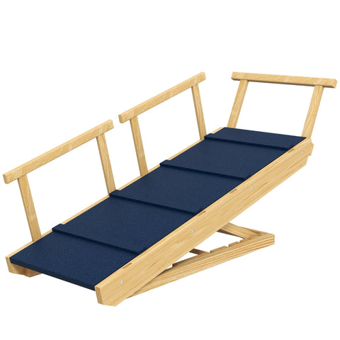 Rootz Dog Ramp - Wooden Pet Ramp - Folding Easy Climb - Support Large Dogs - Adjustable Heights - Non-Slip Mats - Railings - 85cm x 40cm x 78.5cm