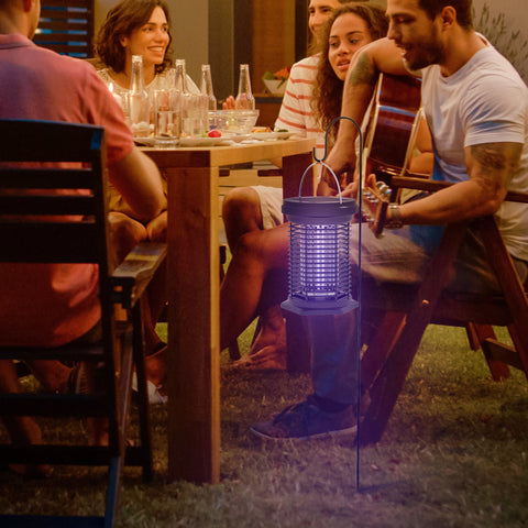 Rootz Hanging Insect Repellent Lamp - Garden Lantern - Bug Zapper - Solar & USB-C Chargeable - 50m² Coverage - Ø17.5 x 25.8H cm - Black