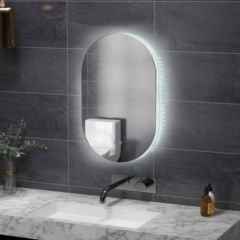 Rootz Oval LED Bathroom Mirror - Vanity Mirror - Wall Mirror - Anti-Fog Function - 91cm x 61cm x 4.5cm