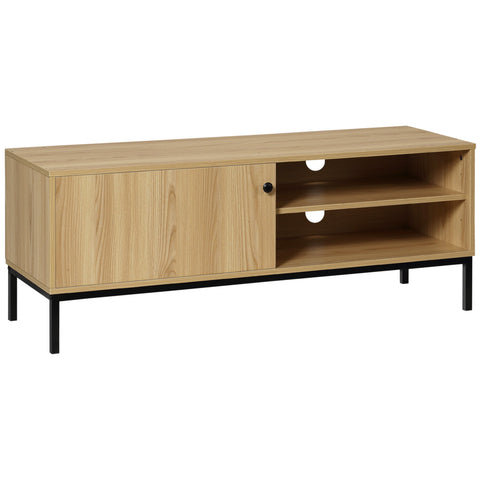 Rootz TV Stand - Entertainment Center - Modern Media Unit - Sliding Door - 3 Compartments - 2 Cable Outlets - 120L x 39.5W x 46H cm