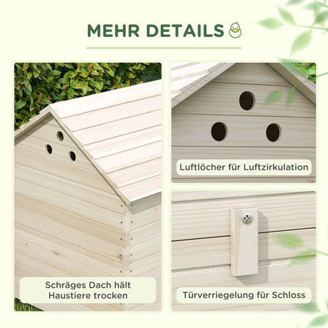 Rootz Duck House - Poultry Shelter - Animal Coop - Raised Floor - 100cm x 82.5cm x 91cm - Durable Fir Wood Design