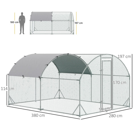 Rootz Small Animal Enclosure - Chicken Run - Outdoor Pen - Sturdy Construction - 280cm x 380cm x 197cm