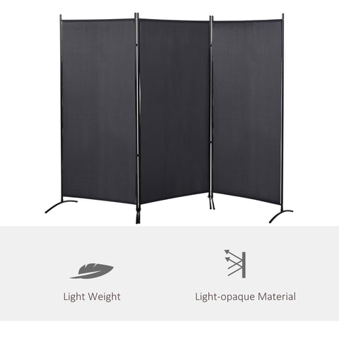 Rootz 3 Panel Screen Privacy Fence - Room Divider - Side Curtain - Durable Polyester - 253cm x 50cm x 182cm