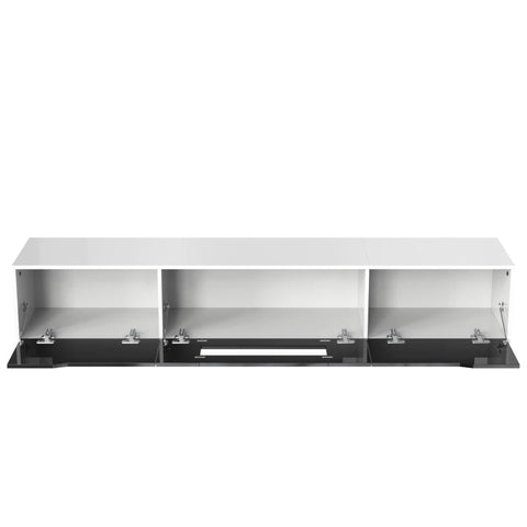 Rootz High Gloss TV Cabinet - Media Console - Entertainment Stand - LED Lighting - Customizable Atmosphere - 180L x 35W x 30H cm