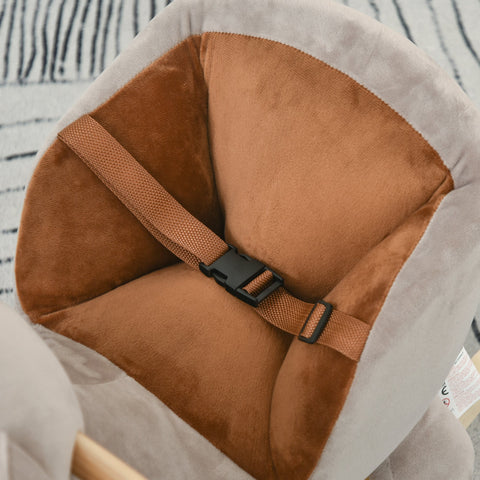 Rootz Rocking Horse Bear - Rocking Toy - Toddler Rocker - Built-in Chair & Safety Belt - 60cm x 33cm x 50cm - Grey Brown