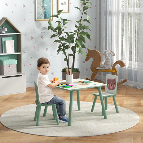 Rootz Children's Seating Group - Kids Table Set - Animal Motif Furniture - Stimulates Imagination - 60x60x44cm Table + 2 Chairs 26.5x26.5x50cm