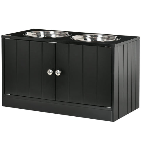 Rootz Elevated Feeding Station - Dog Feeder - Pet Food Stand - Stress-Relieving Design - 60L x 30W x 35.5H cm - 44L Storage Space - Black