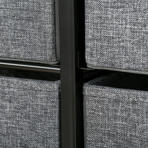 Rootz Chest of Drawers - 7 Storage Furniture - Fabric Drawers - Foldable - Black Steel Frame - 80L x 29W x 78.5H cm