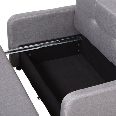 Rootz Sofa Bed for 2 People - Convertible Couch - Sleeper Sofa - Storage Space - Grey - 136L x 92W x 84H cm