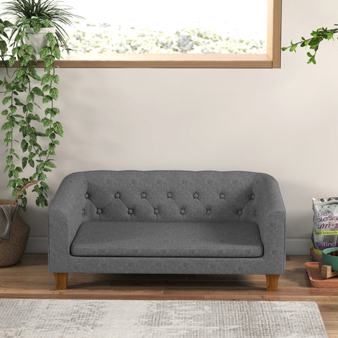 Rootz Dog Sofa - Pet Couch - Canine Lounge - Removable Cushion - Easy Clean - 96 x 60 x 42 cm Grey