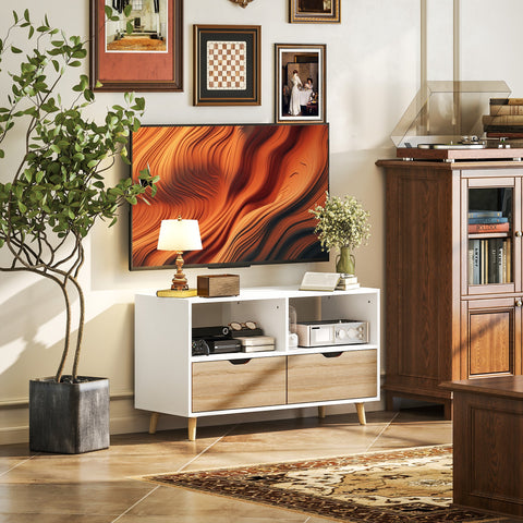 Rootz TV Cabinet - TV Chest - Media Console - Durable & Stylish - 99cm x 39cm x 58cm - White