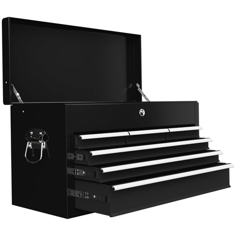 Rootz Tool Box - Lockable Organizer - Steel Tool Chest - Durable Storage with EVA Mats - 60x26x34cm, Black