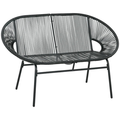 Rootz Rattan Chair - Garden Chair - Boho Style - Relax Chair - PE Rattan - Black - 132cm x 72cm x 83cm