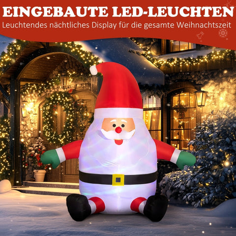 Rootz Inflatable Santa Claus Decoration - Christmas Decor - LED Rotating Light - Polyester - 184cm x 125cm x 183cm