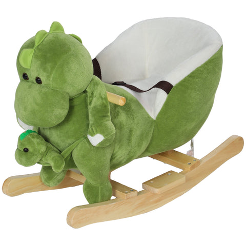 Rootz Dinosaur Rocking Horse - Toddler Rocker - Kids Plush Ride-On - 32 Songs - 62L x 33W x 45H cm - Safety Belt