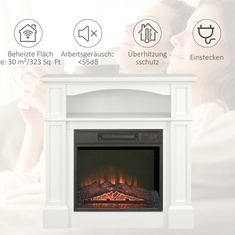 Rootz Electric Fireplace - Indoor Heater - LED Flame Effect - Smokeless - Remote Control - 80.5cm x 32.3cm x 80.5cm