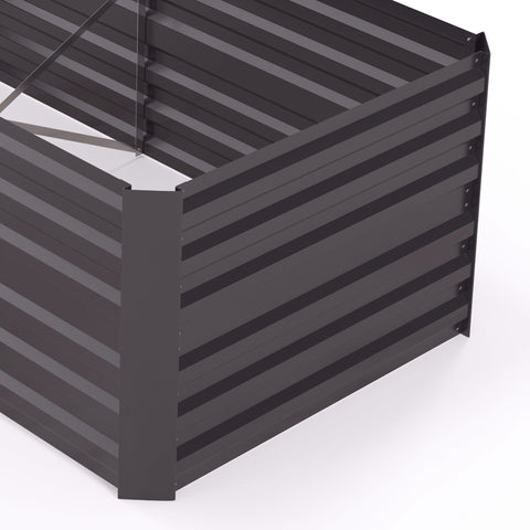 Rootz Raised Plant Pot - Flower Bed - Garden Box - Ample Space - Steel Frame - 180cm x 90cm x 59cm - Grey
