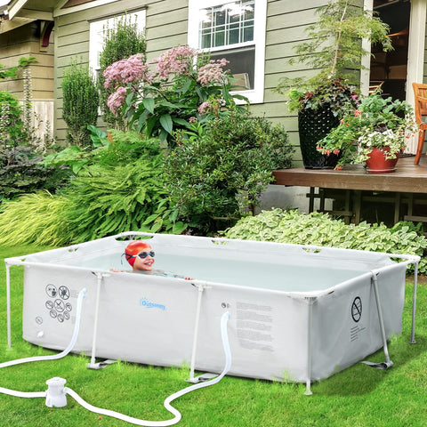 Rootz Rectangular Steel Above Ground Pool - Swimming Pool - Backyard Pool - Corrosion-Resistant - 292L x 190W x 75H cm