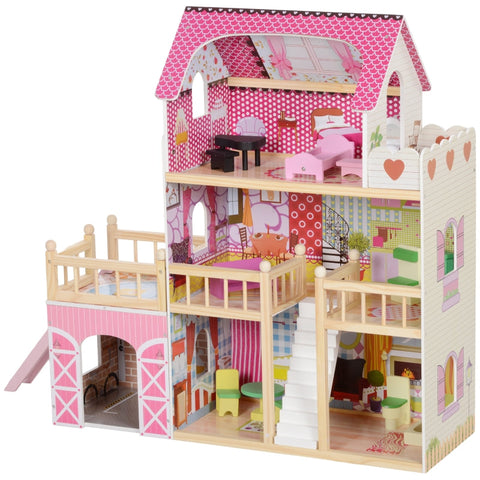 Rootz 3-Story Dollhouse - Playhouse - Doll House - Promotes Imagination - 114.5cm x 32cm x 92.1cm